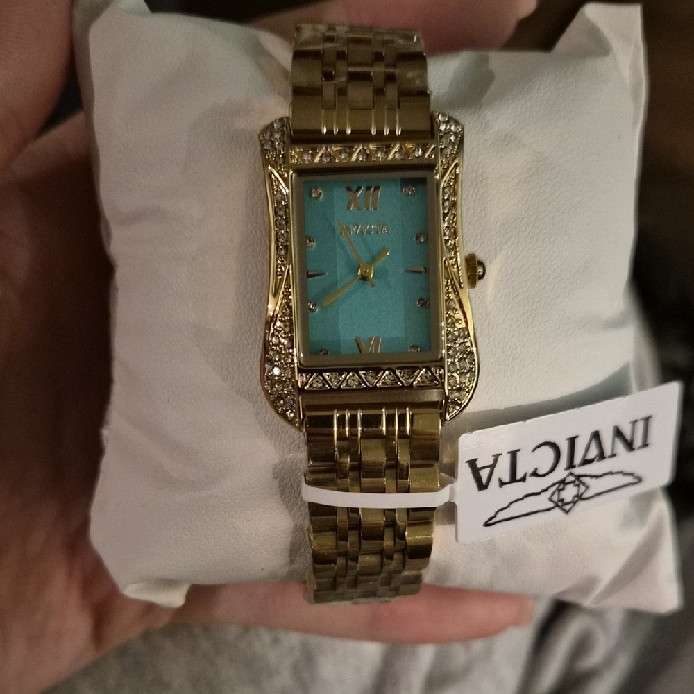 Invicta Gold Watch with Turquoise Dial